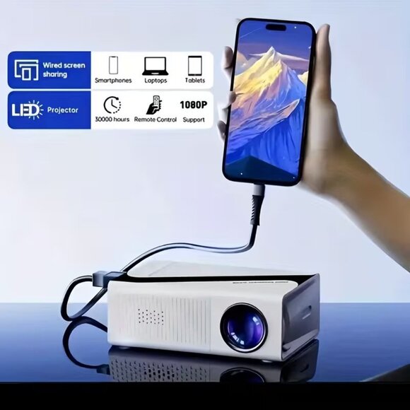 USB-Powered Portable Projector w Remote Control Full HD1080P Mini Home Theater - Picture 4 of 5